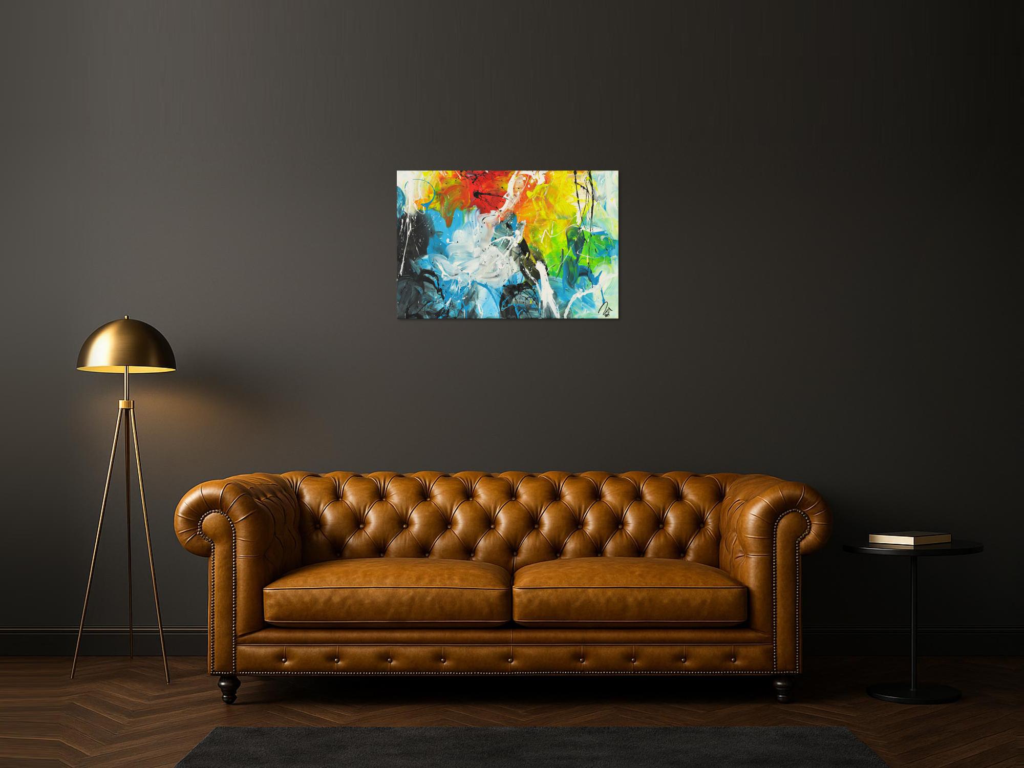 Abstraktes Acrylbild auf Leinwand handgemalt zeitgenössisch Modern Art