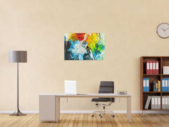 Abstraktes Acrylbild auf Leinwand handgemalt zeitgenössisch Modern Art