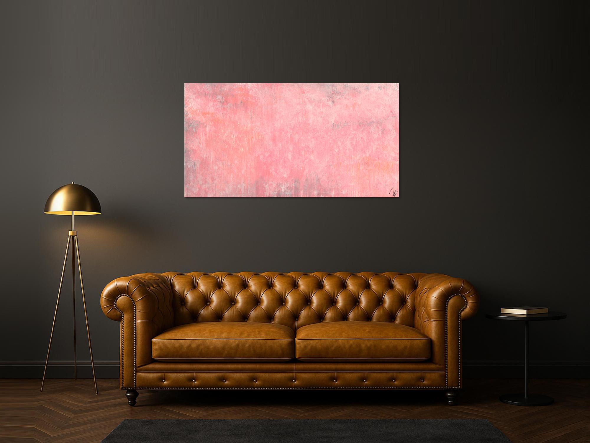 Abstraktes Acrylbild altrosa handgemalt auf Leinwand zeitgenössisch Modern Art