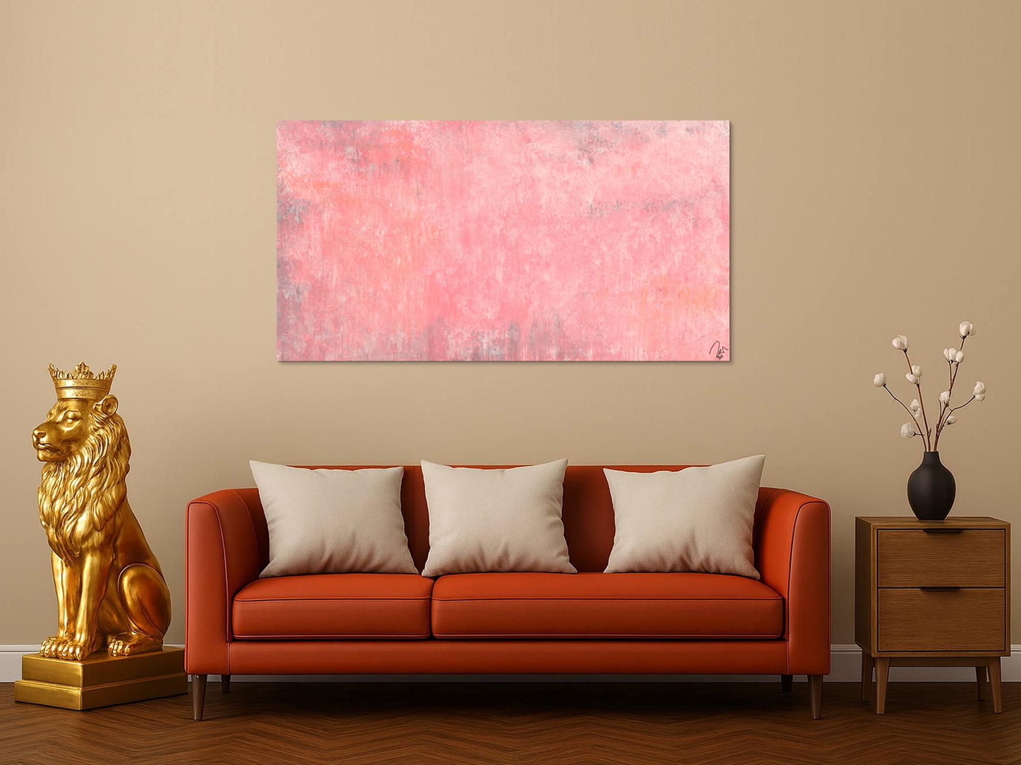 Abstraktes Acrylbild altrosa handgemalt auf Leinwand zeitgenössisch Modern Art