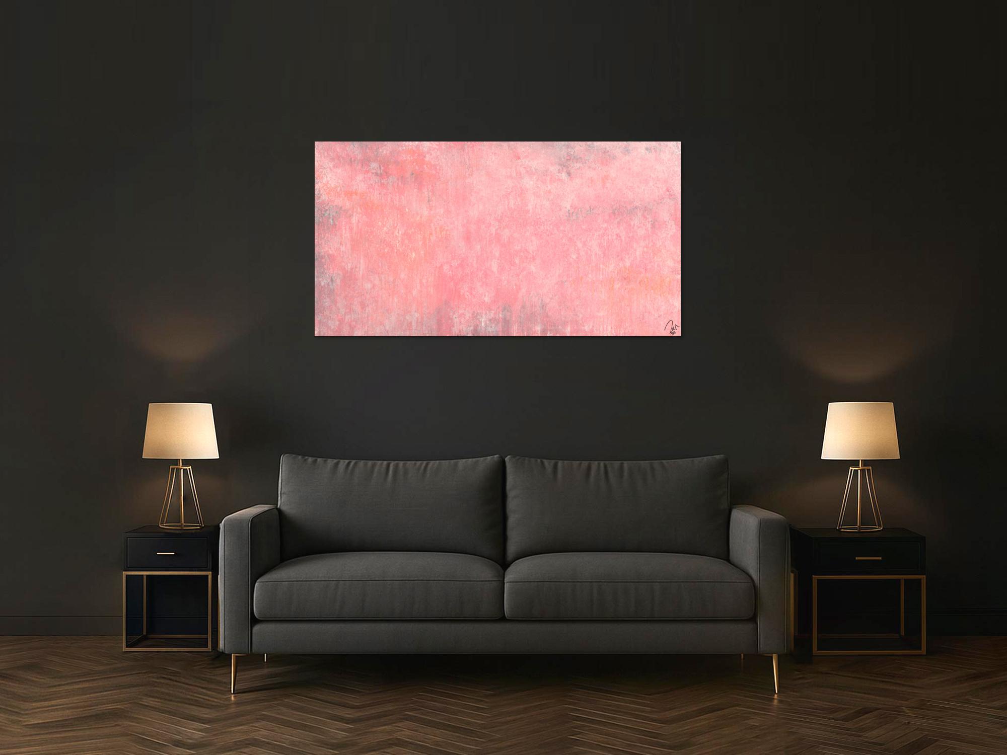 Abstraktes Acrylbild altrosa handgemalt auf Leinwand zeitgenössisch Modern Art