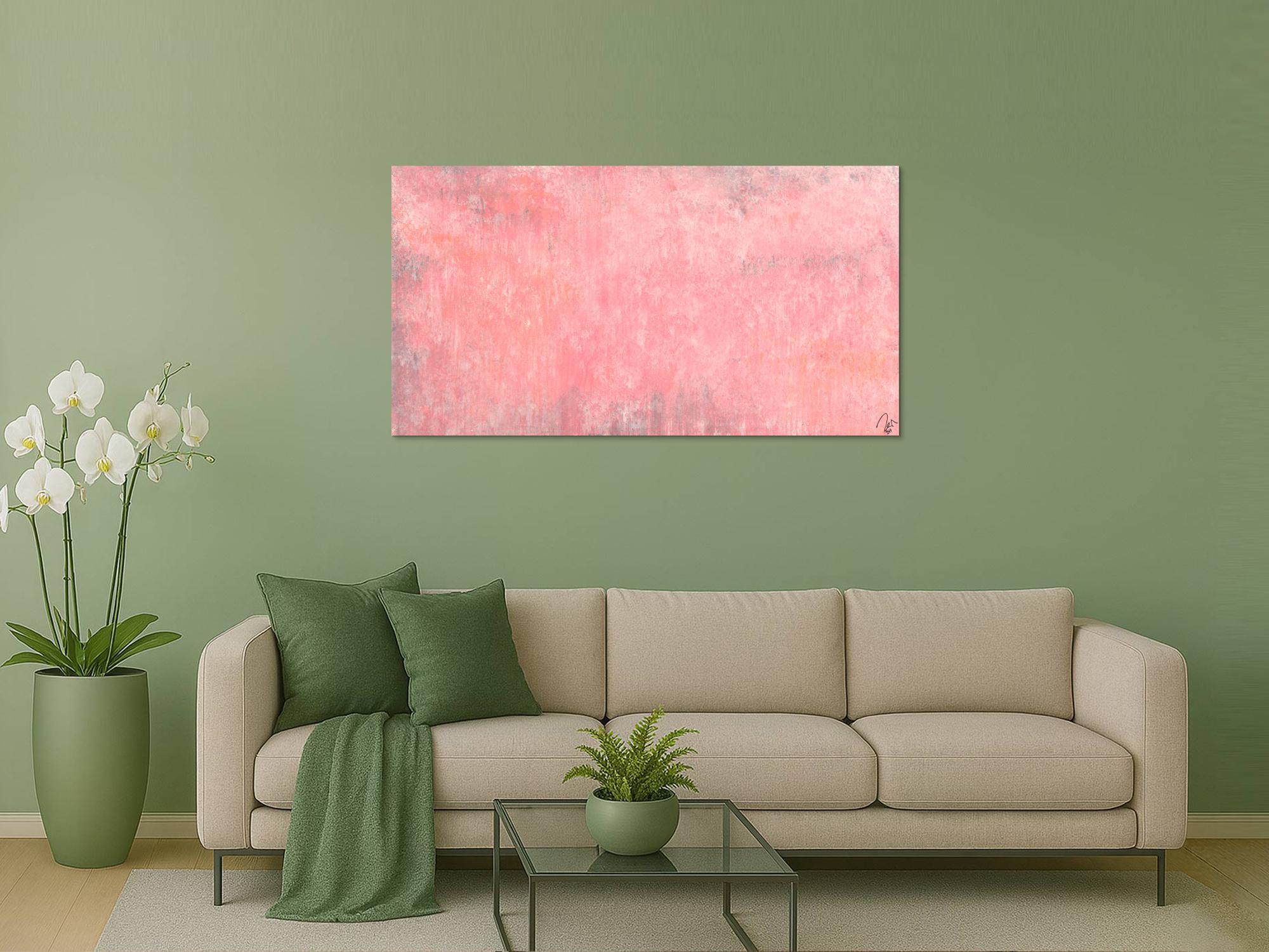 Abstraktes Acrylbild altrosa handgemalt auf Leinwand zeitgenössisch Modern Art