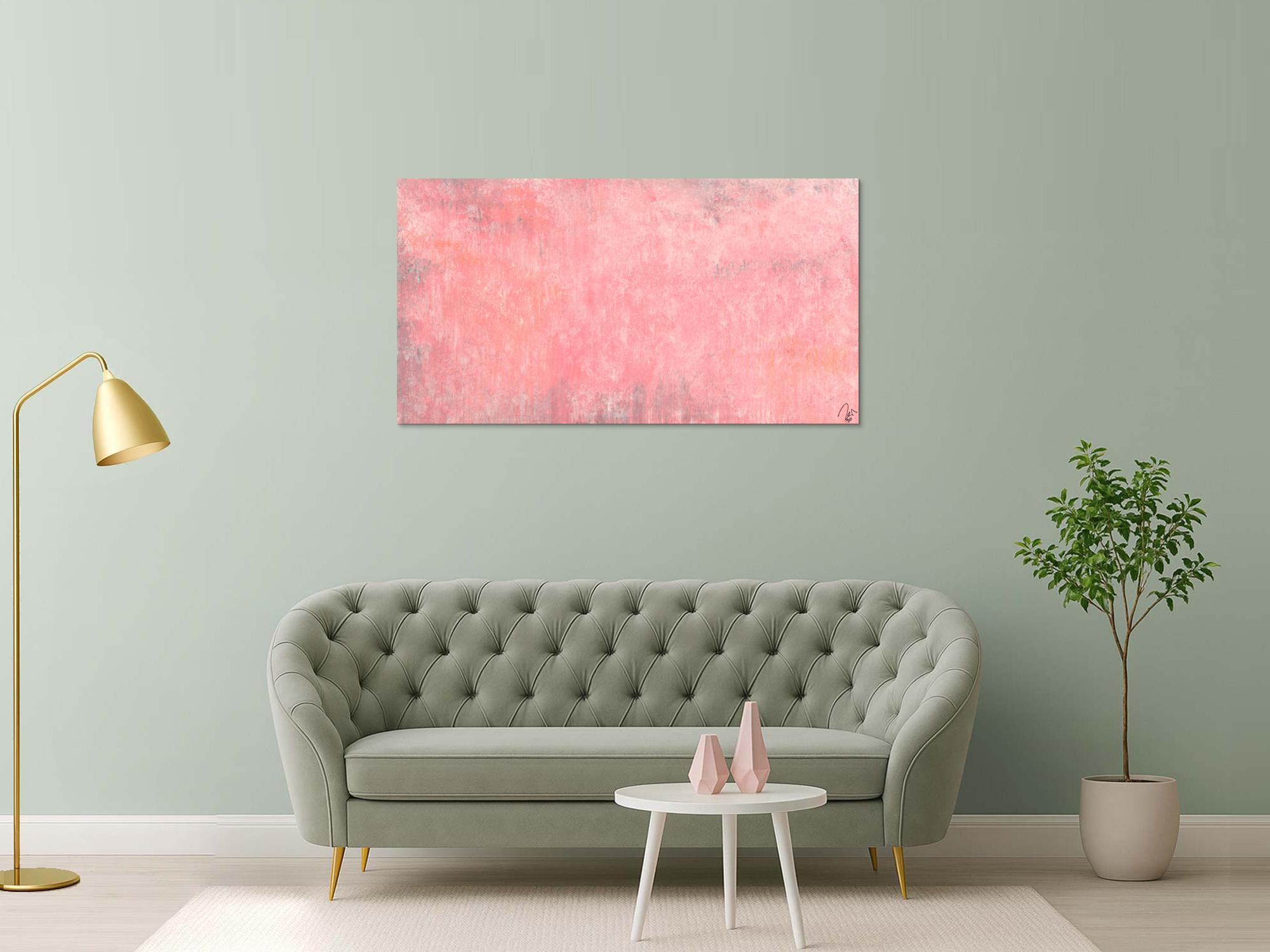 Abstraktes Acrylbild altrosa handgemalt auf Leinwand zeitgenössisch Modern Art