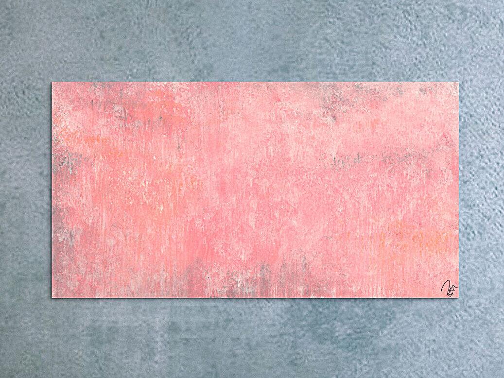 Abstraktes Acrylbild altrosa handgemalt auf Leinwand zeitgenössisch Modern Art