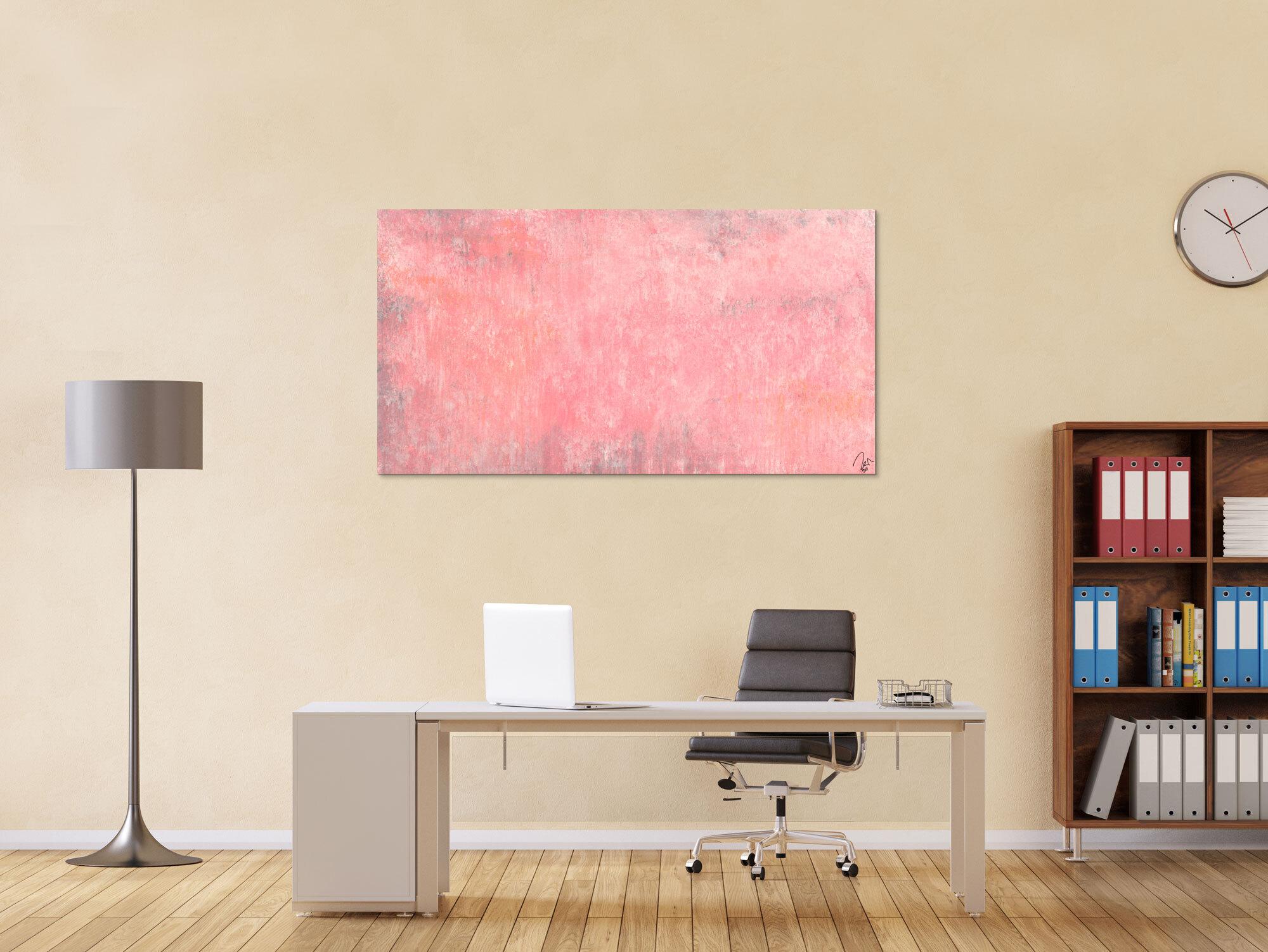 Abstraktes Acrylbild altrosa handgemalt auf Leinwand zeitgenössisch Modern Art
