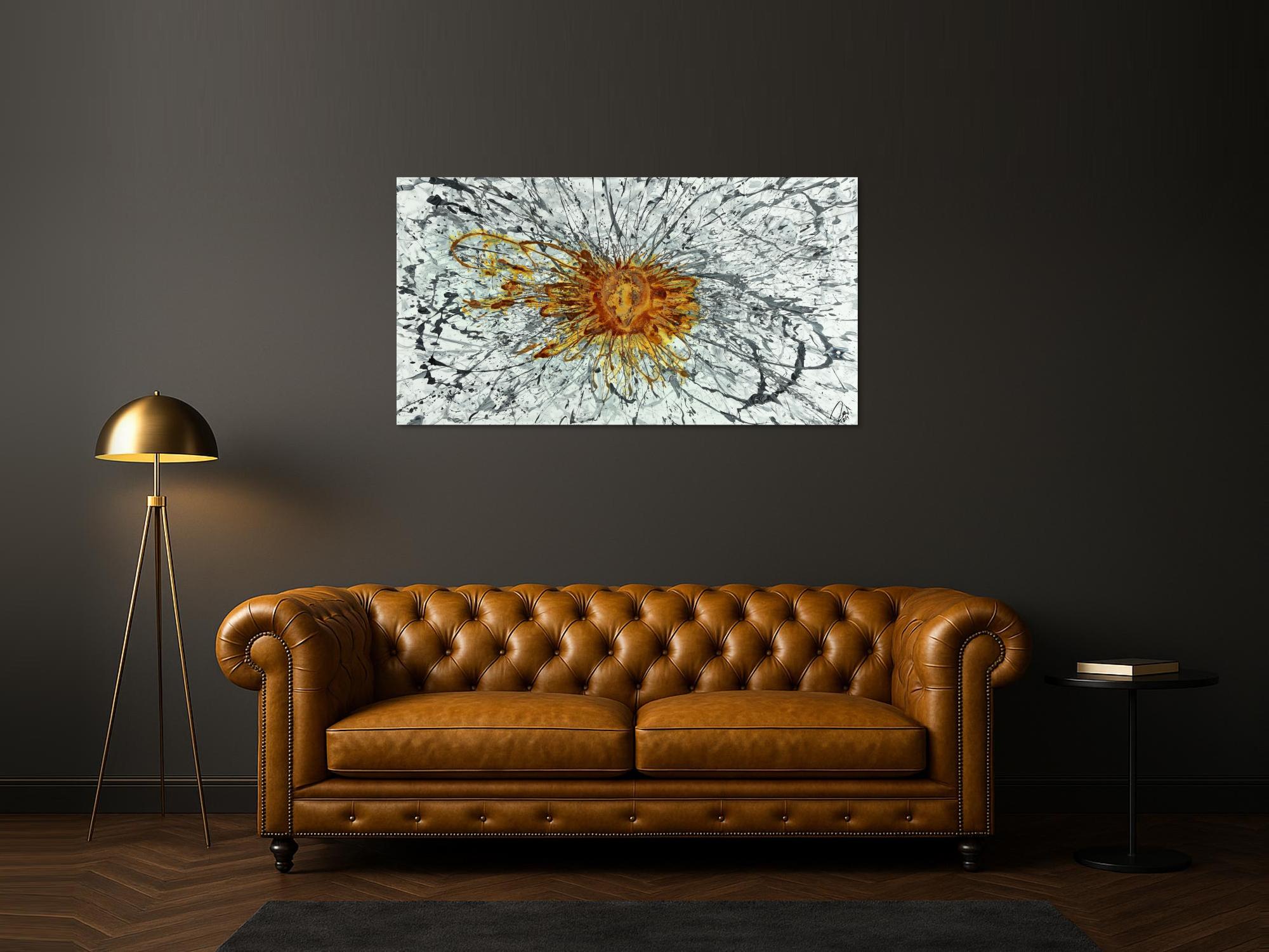 Abstraktes Acrylbild mit echtem Rost auf Leinwand handgemalt Modern Art zeitgenössisch