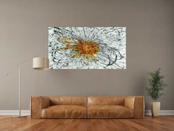 Abstraktes Acrylbild mit echtem Rost auf Leinwand handgemalt Modern Art zeitgenössisch