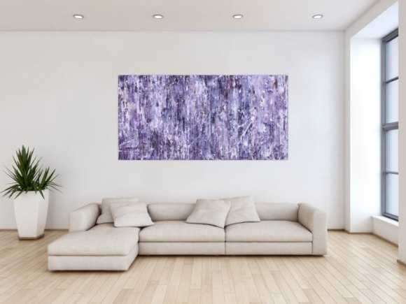 Abstraktes Acrylbild Modern Art lila weiß auf Leinwand handgemalt ...