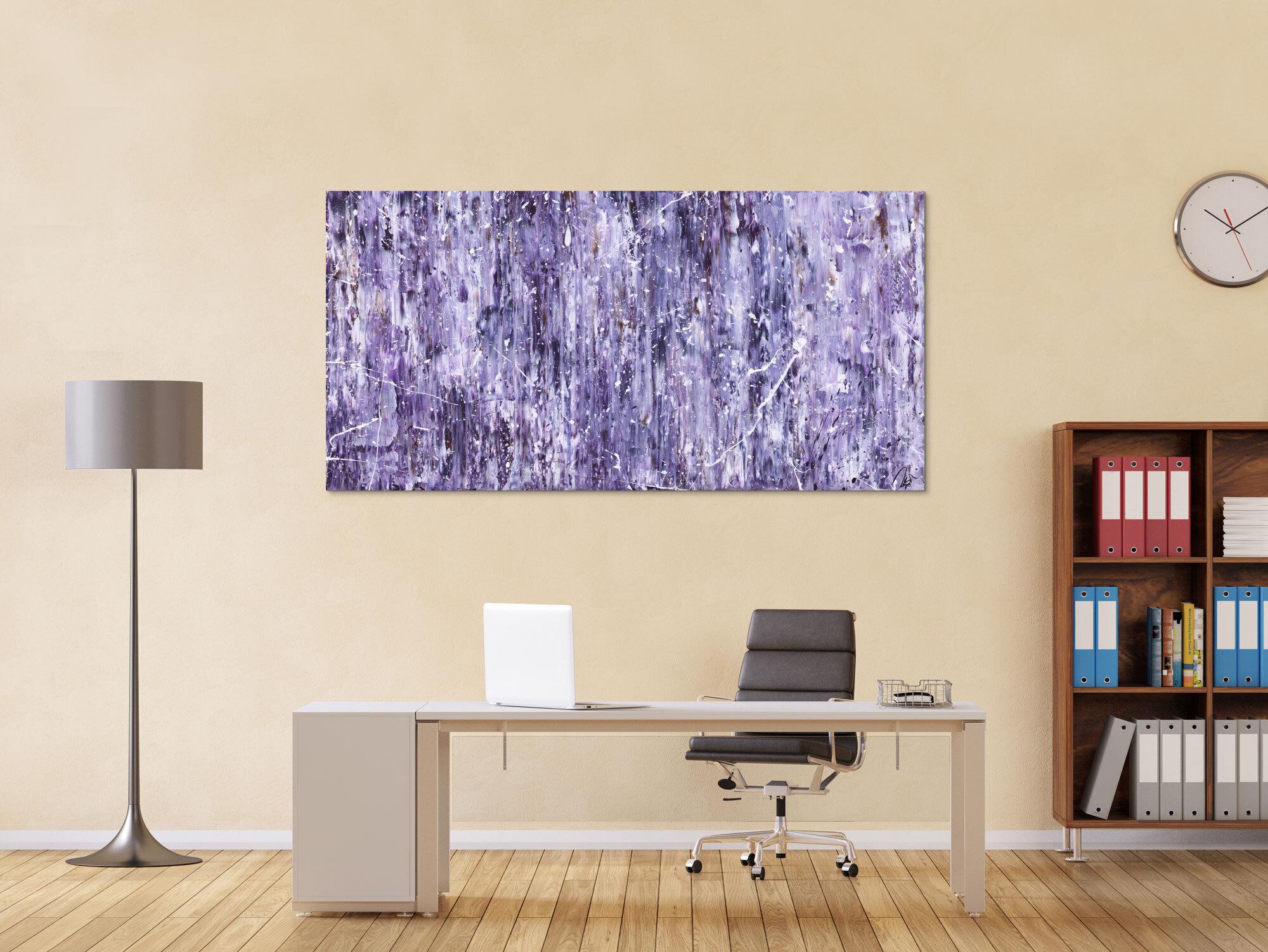 Abstraktes Acrylbild Modern Art lila weiß auf Leinwand handgemalt zeitgenössische Kunst