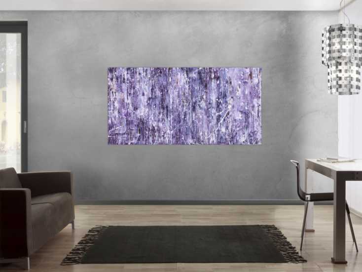 #1516 Abstraktes Acrylbild Modern Art lila weiß auf Leinwand handgemalt ... 90x180cm von Alex Zerr