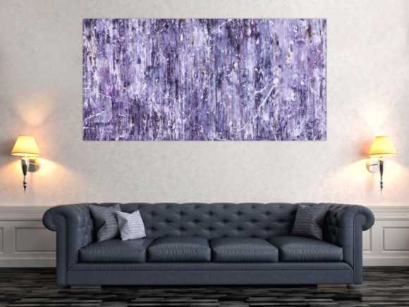 Abstraktes Acrylbild Modern Art lila weiß auf Leinwand handgemalt zeitgenössische Kunst