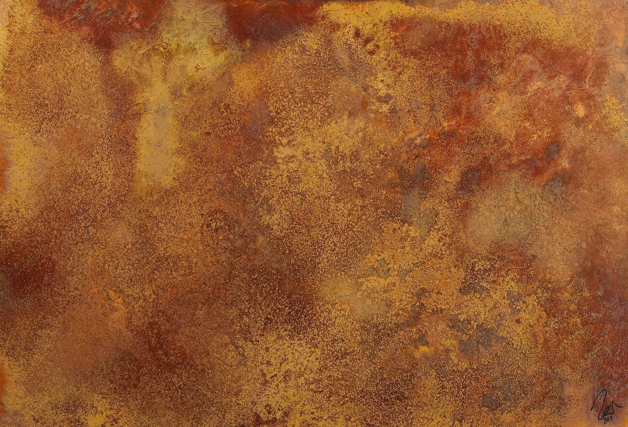 Abstraktes Bild aus echtem Rost auf Leinwand handgemalt Modern Art zeitgenössisch