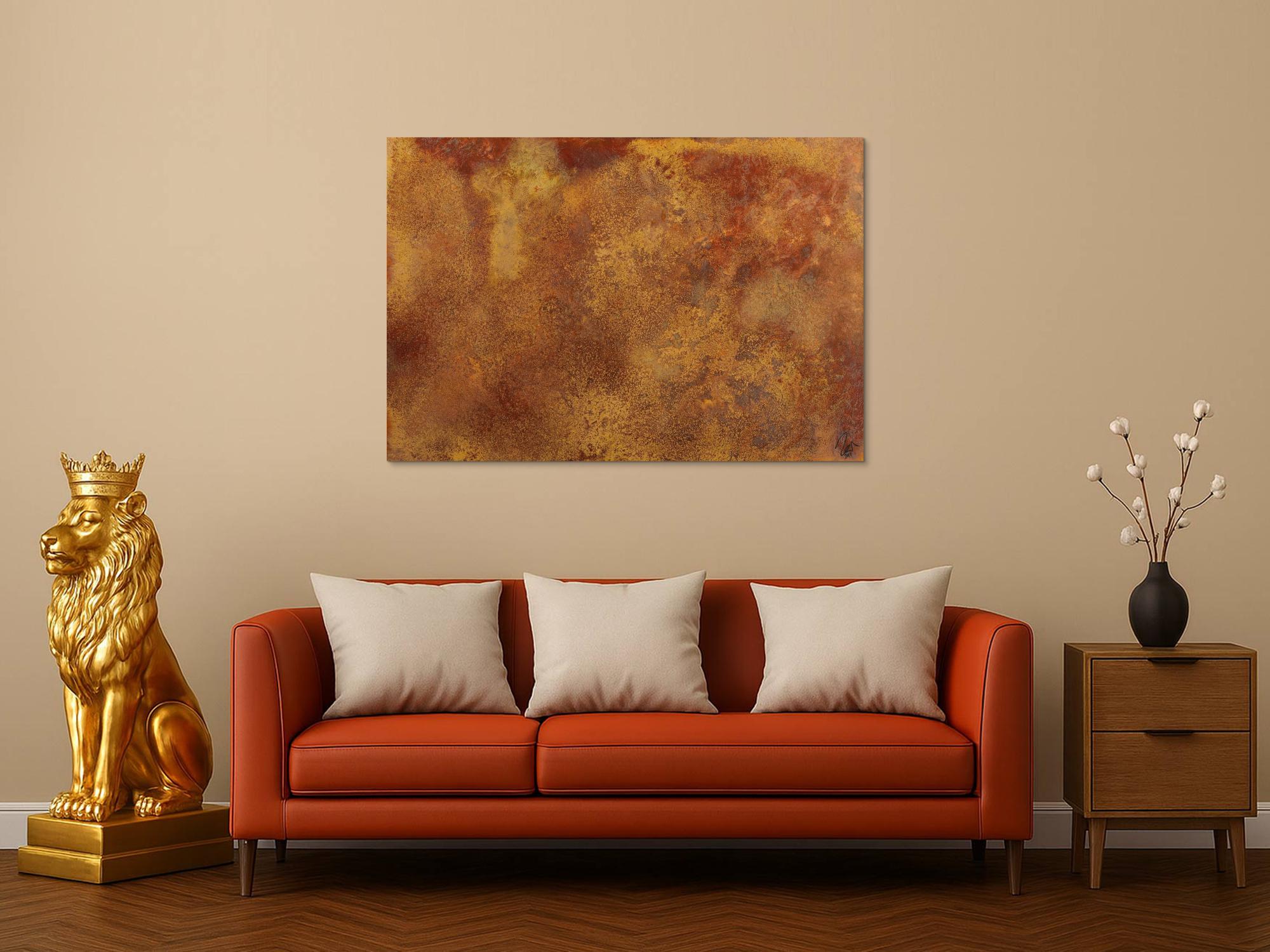 Abstraktes Bild aus echtem Rost auf Leinwand handgemalt Modern Art zeitgenössisch