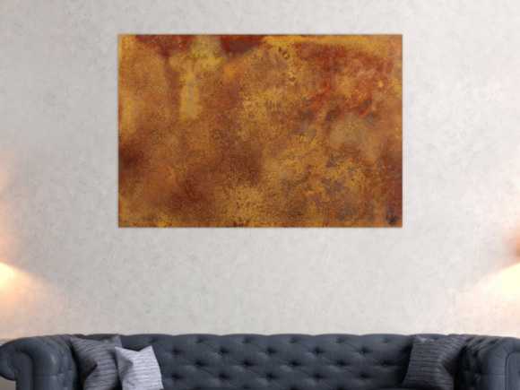 Abstraktes Bild aus echtem Rost auf Leinwand handgemalt Modern Art zeitgenössisch