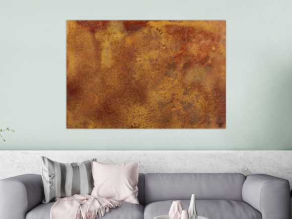 Abstraktes Bild aus echtem Rost auf Leinwand handgemalt Modern Art zeitgenössisch