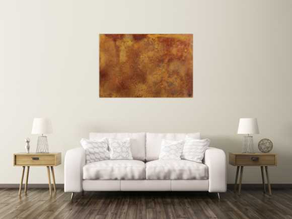 Abstraktes Bild aus echtem Rost auf Leinwand handgemalt Modern Art zeitgenössisch