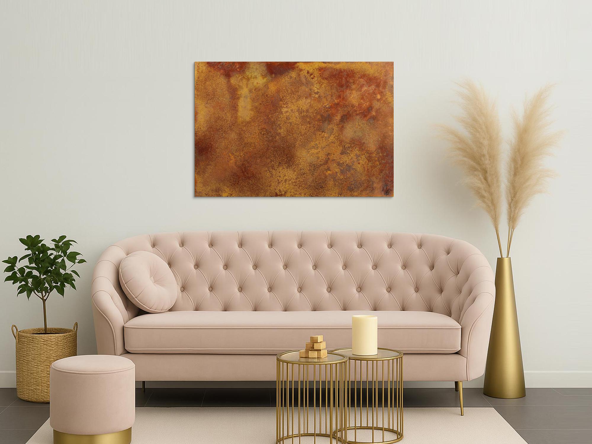 Abstraktes Bild aus echtem Rost auf Leinwand handgemalt Modern Art zeitgenössisch