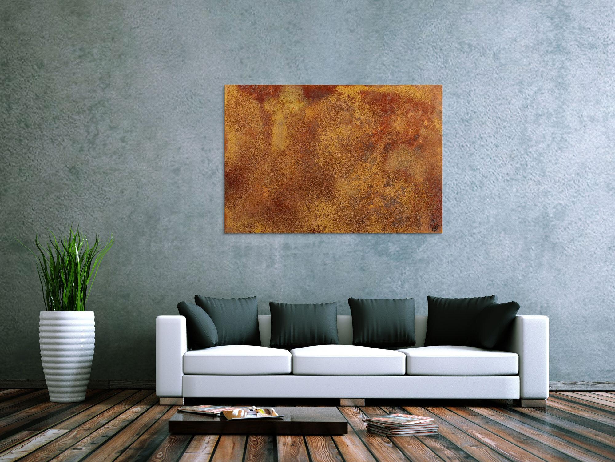 Abstraktes Bild aus echtem Rost auf Leinwand handgemalt Modern Art zeitgenössisch