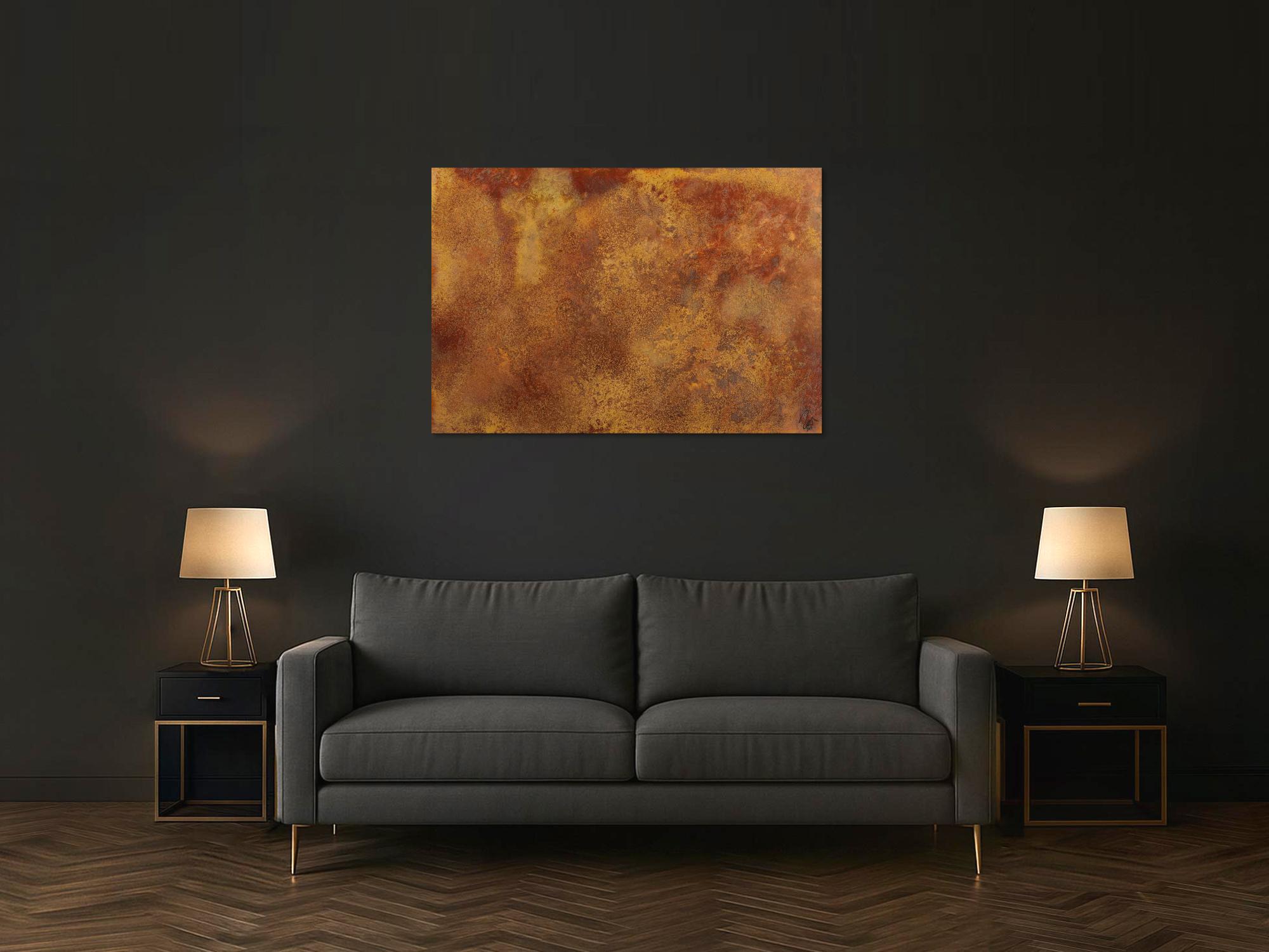 Abstraktes Bild aus echtem Rost auf Leinwand handgemalt Modern Art zeitgenössisch