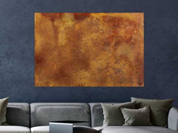Abstraktes Bild aus echtem Rost auf Leinwand handgemalt Modern Art zeitgenössisch