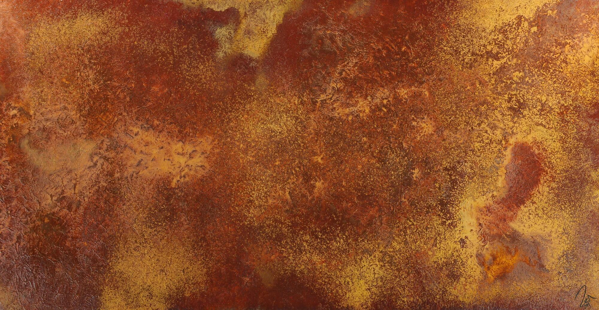 Abstraktes Gemälde aus echtem Rost auf Leinwand handgemalt Modern Art