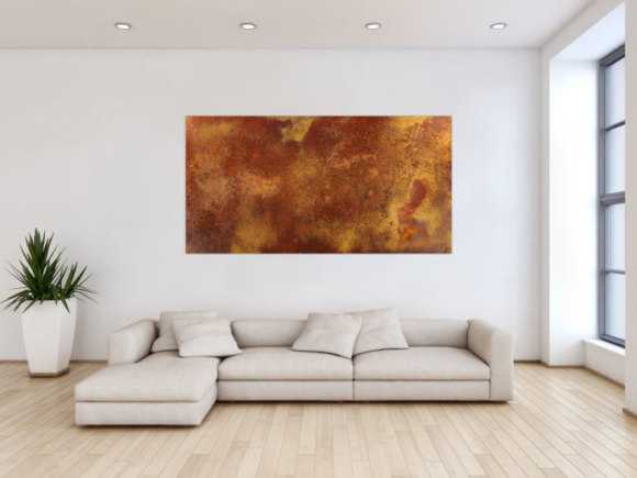 Abstraktes Gemälde aus echtem Rost auf Leinwand handgemalt Modern Art