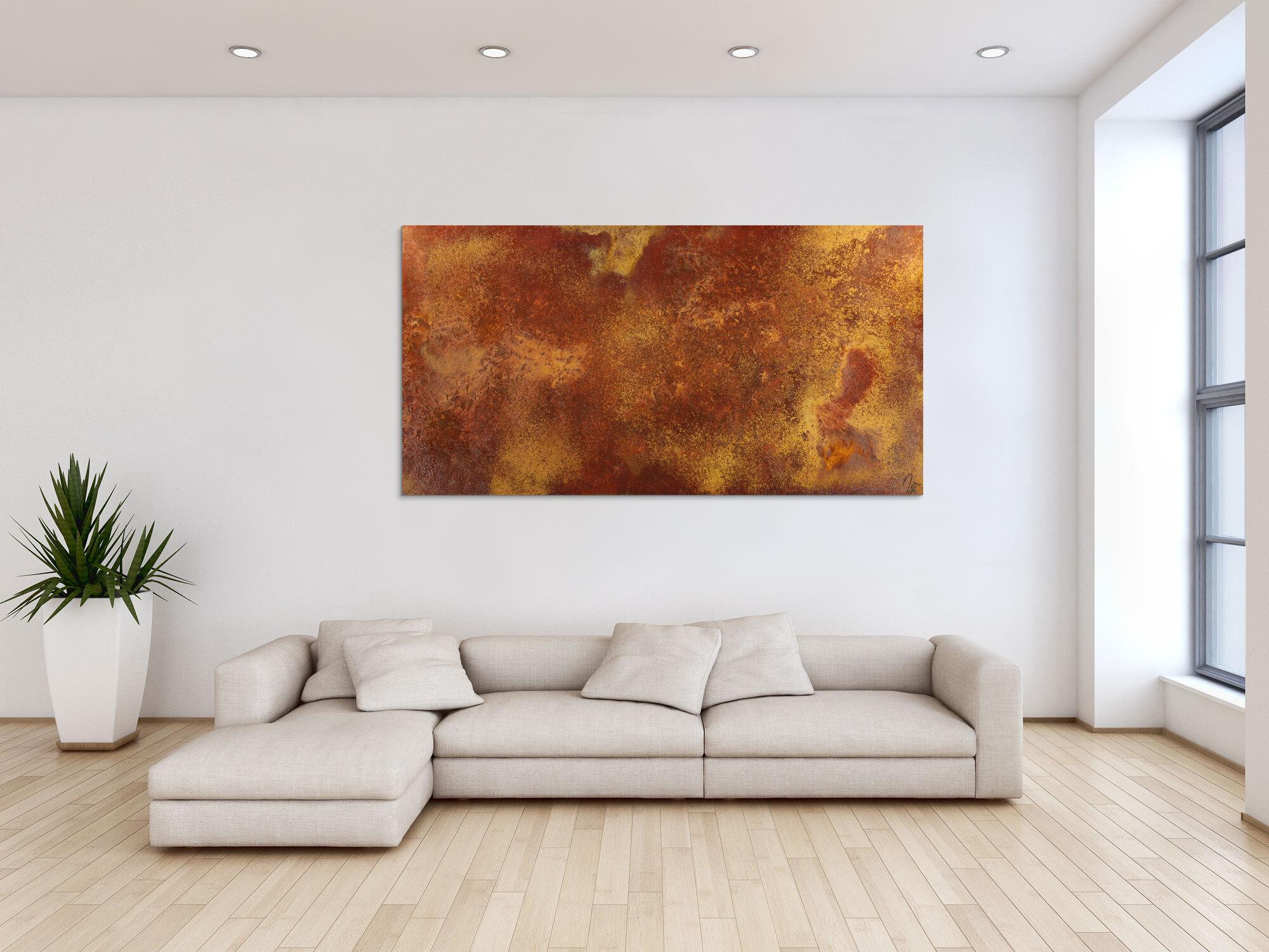 Abstraktes Gemälde aus echtem Rost auf Leinwand handgemalt Modern Art