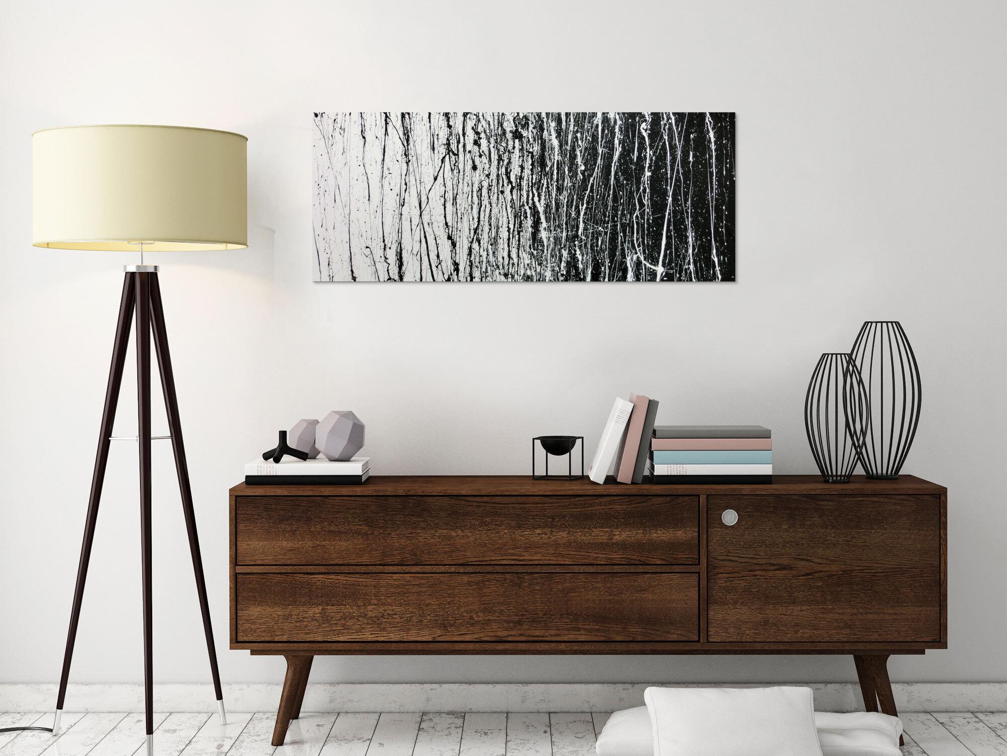 Abstraktes Acrylbild schwarz weiß modern