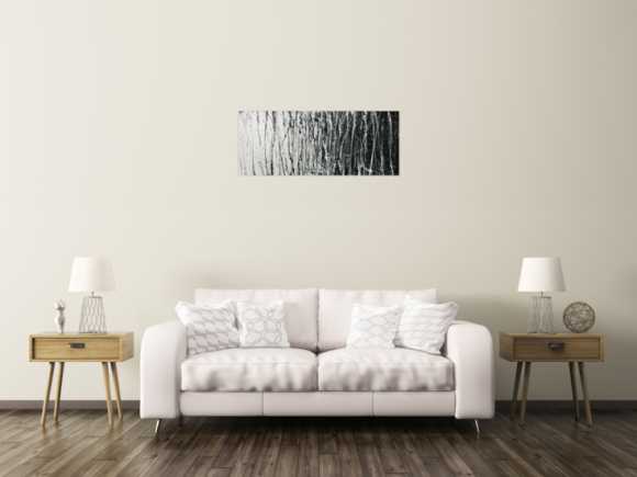 Abstraktes Acrylbild schwarz weiß modern