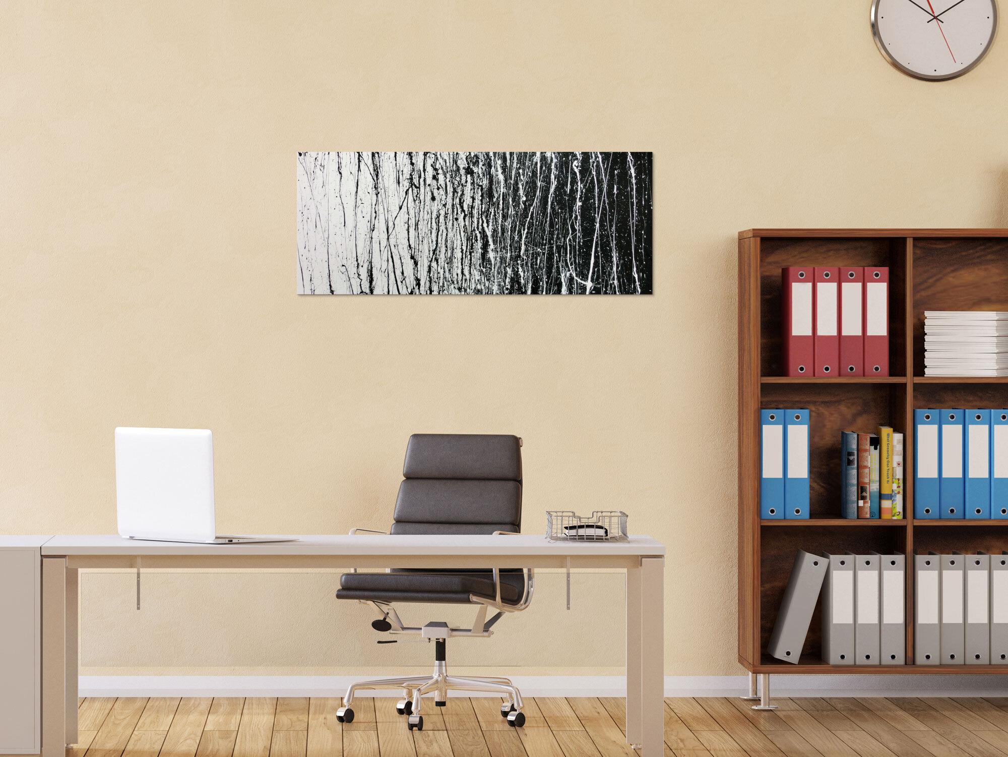 Abstraktes Acrylbild schwarz weiß modern