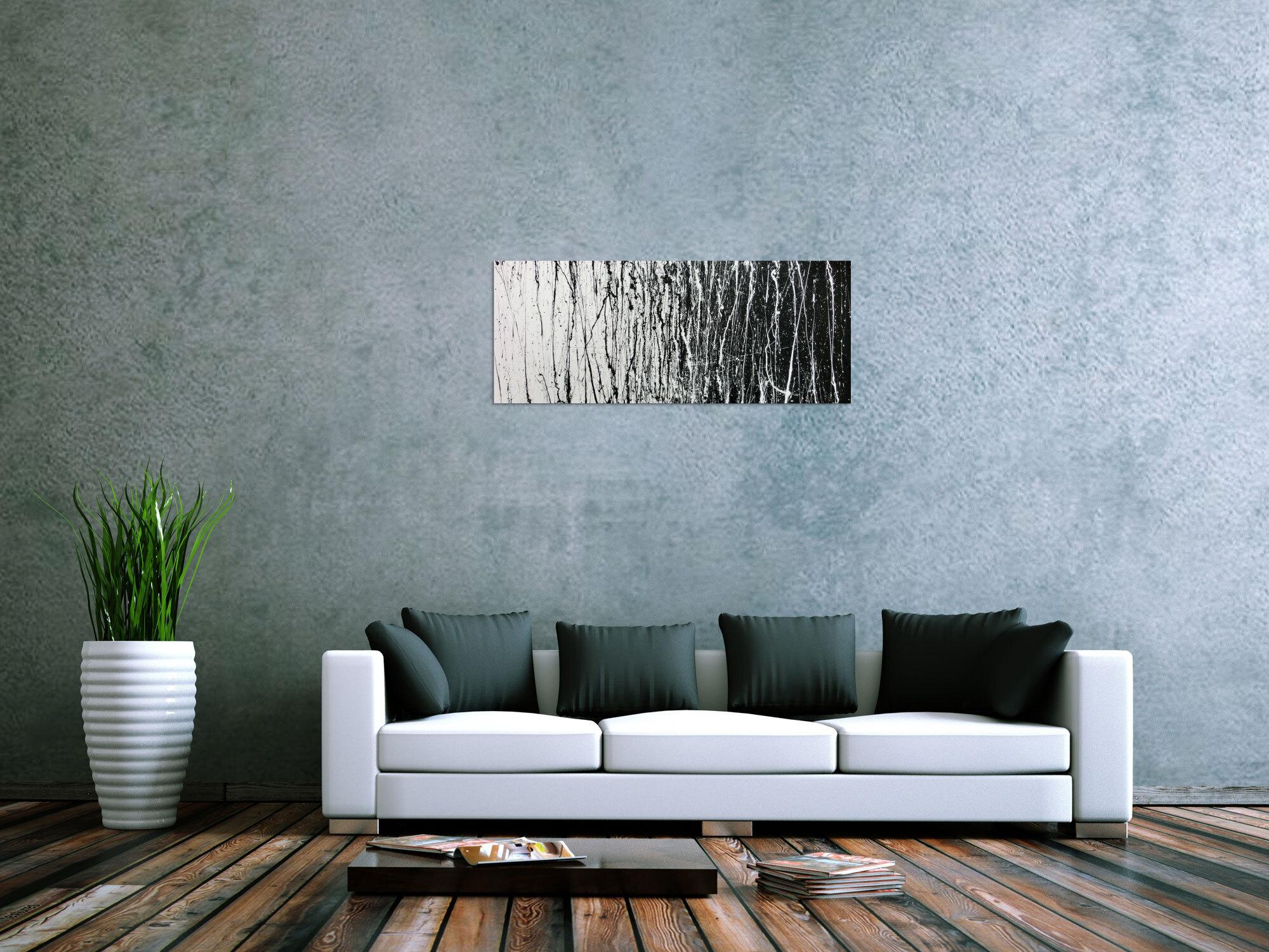 Abstraktes Acrylbild schwarz weiß modern