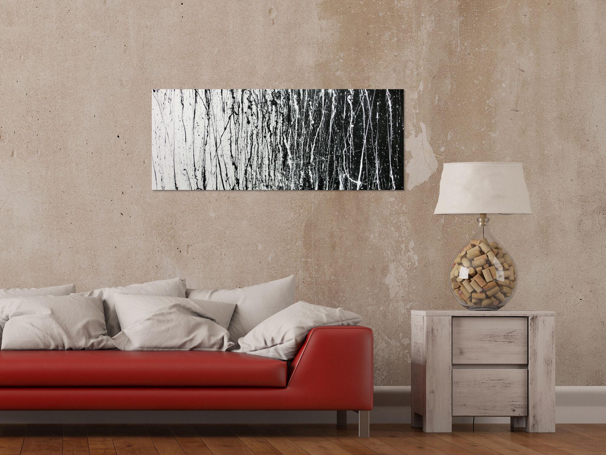 Abstraktes Acrylbild schwarz weiß modern