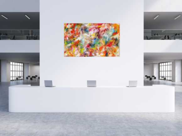 Abstraktes Acrylbild handgemalt bunte Farben zeitgenössisch Modern Art auf Leinwand