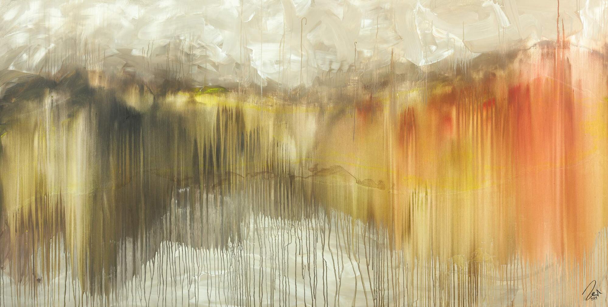 Abstraktes Acrylbild Mischtechnik mediterrane Farben Modern Art handgemalt auf Leinwand