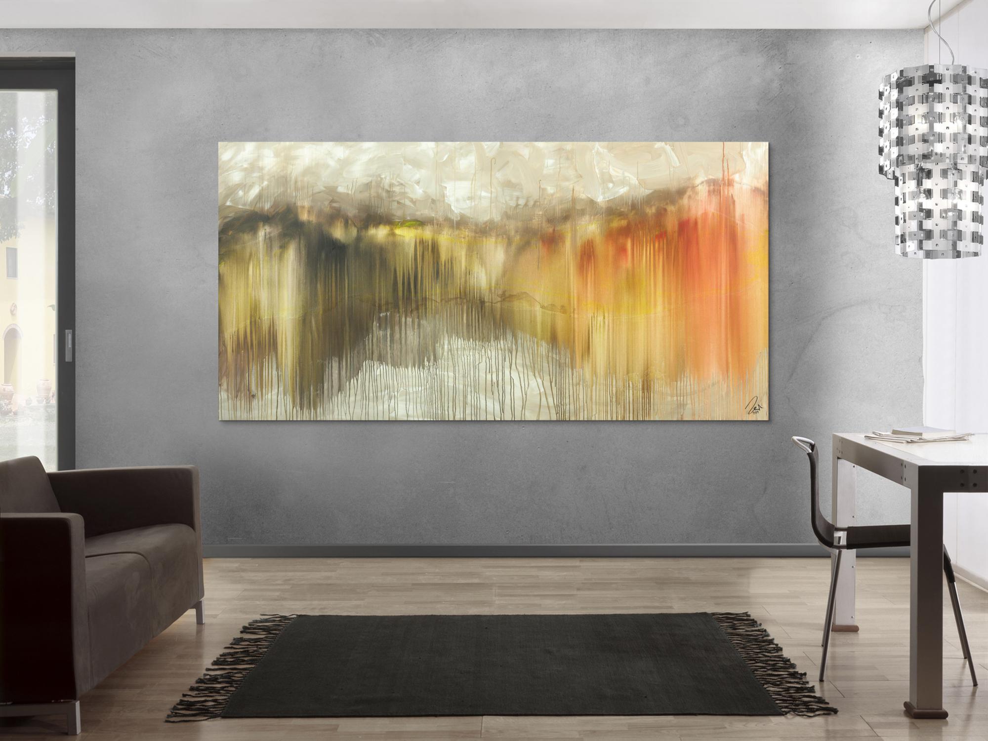 Abstraktes Acrylbild Mischtechnik mediterrane Farben Modern Art handgemalt auf Leinwand