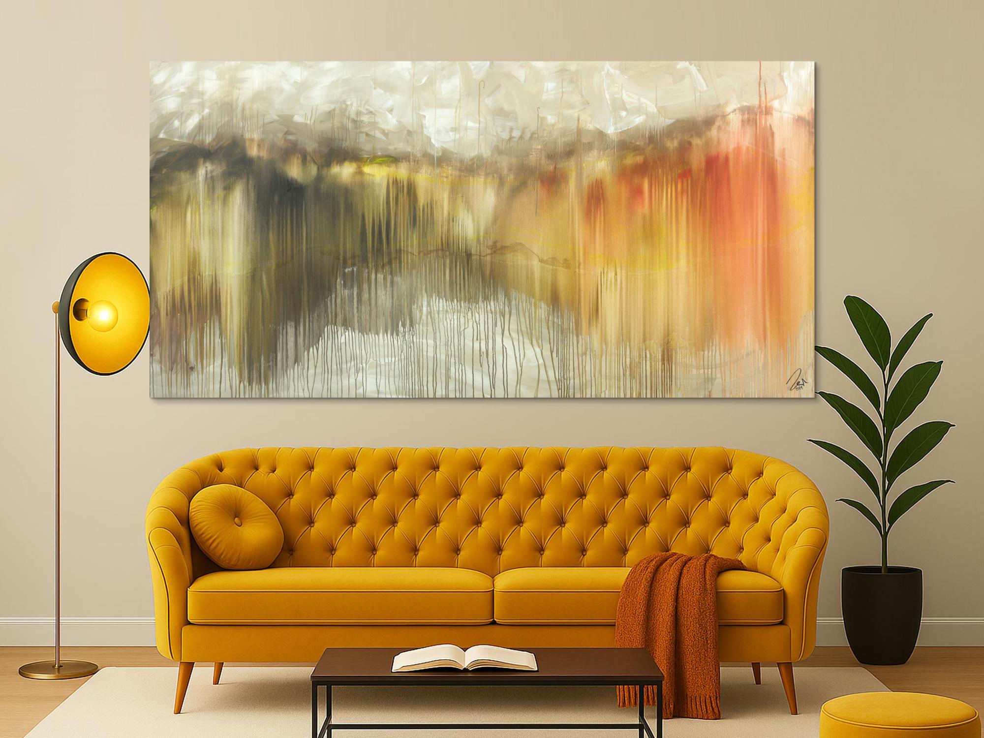 Abstraktes Acrylbild Mischtechnik mediterrane Farben Modern Art handgemalt auf Leinwand