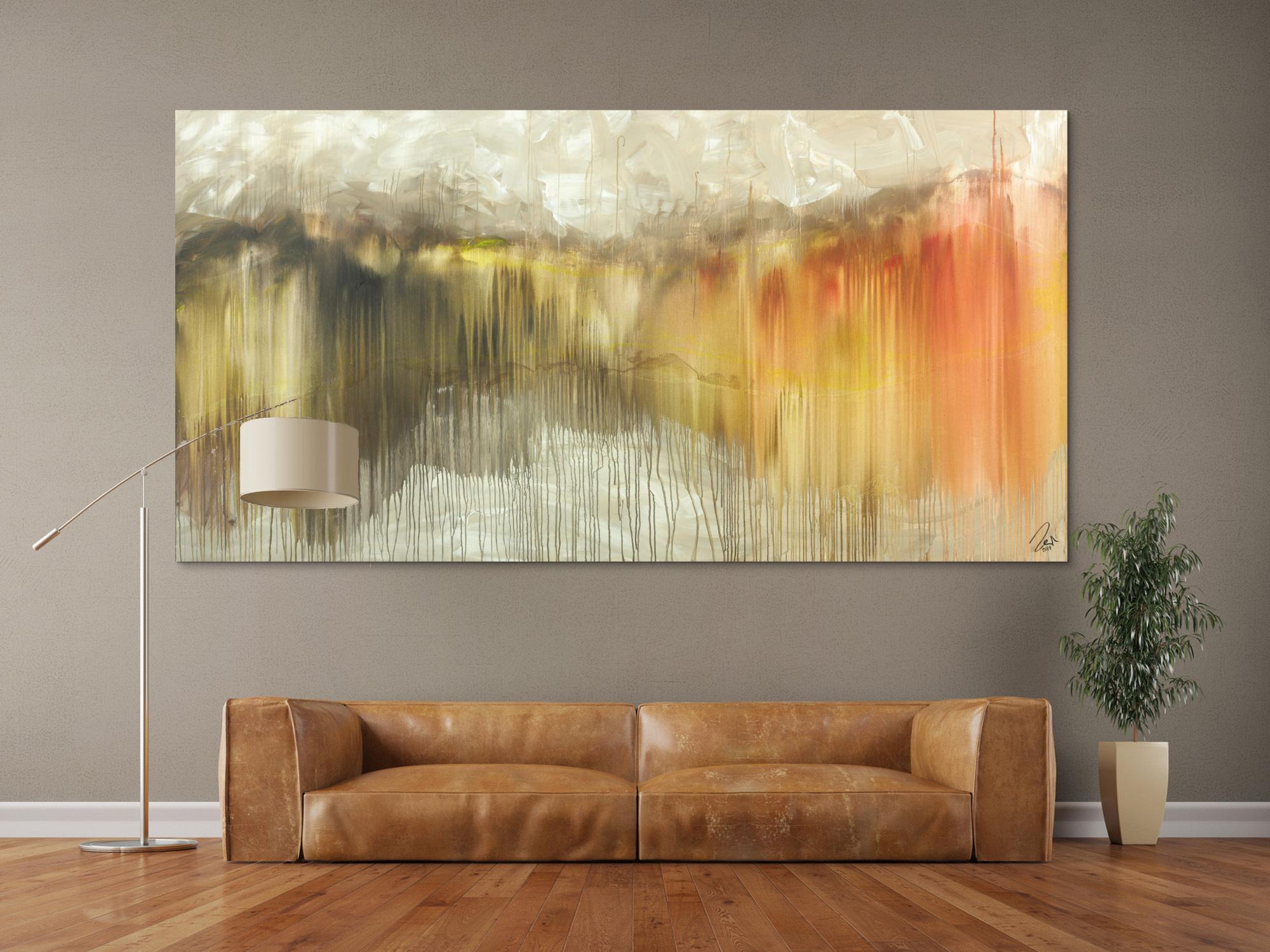 Abstraktes Acrylbild Mischtechnik mediterrane Farben Modern Art handgemalt auf Leinwand