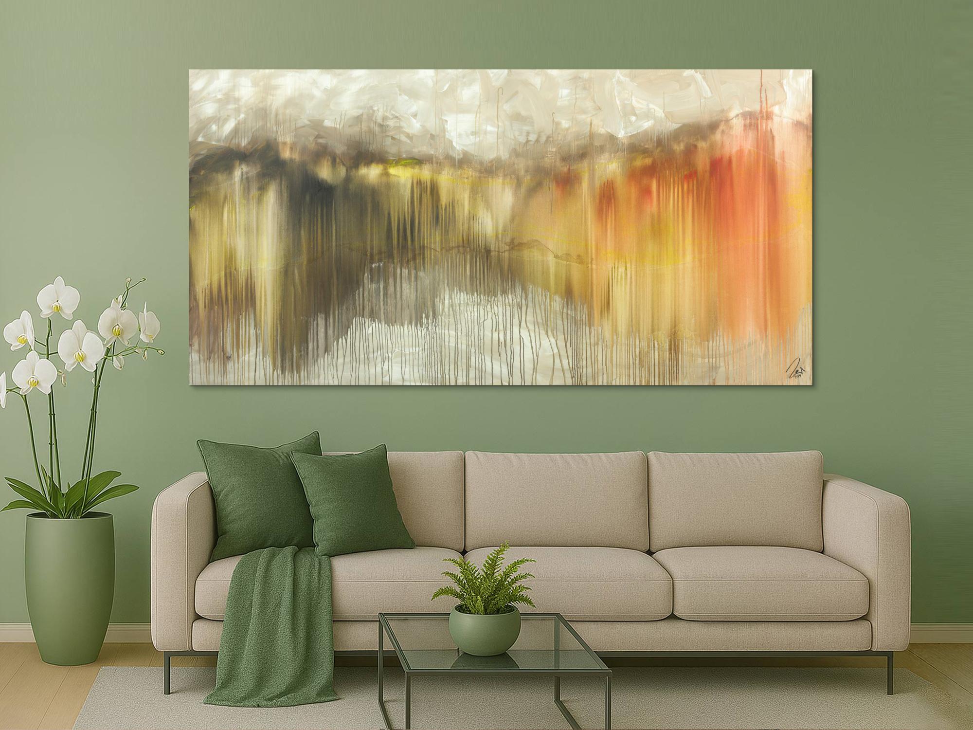 Abstraktes Acrylbild Mischtechnik mediterrane Farben Modern Art handgemalt auf Leinwand