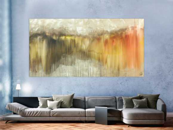 Abstraktes Acrylbild Mischtechnik mediterrane Farben Modern Art handgemalt auf Leinwand