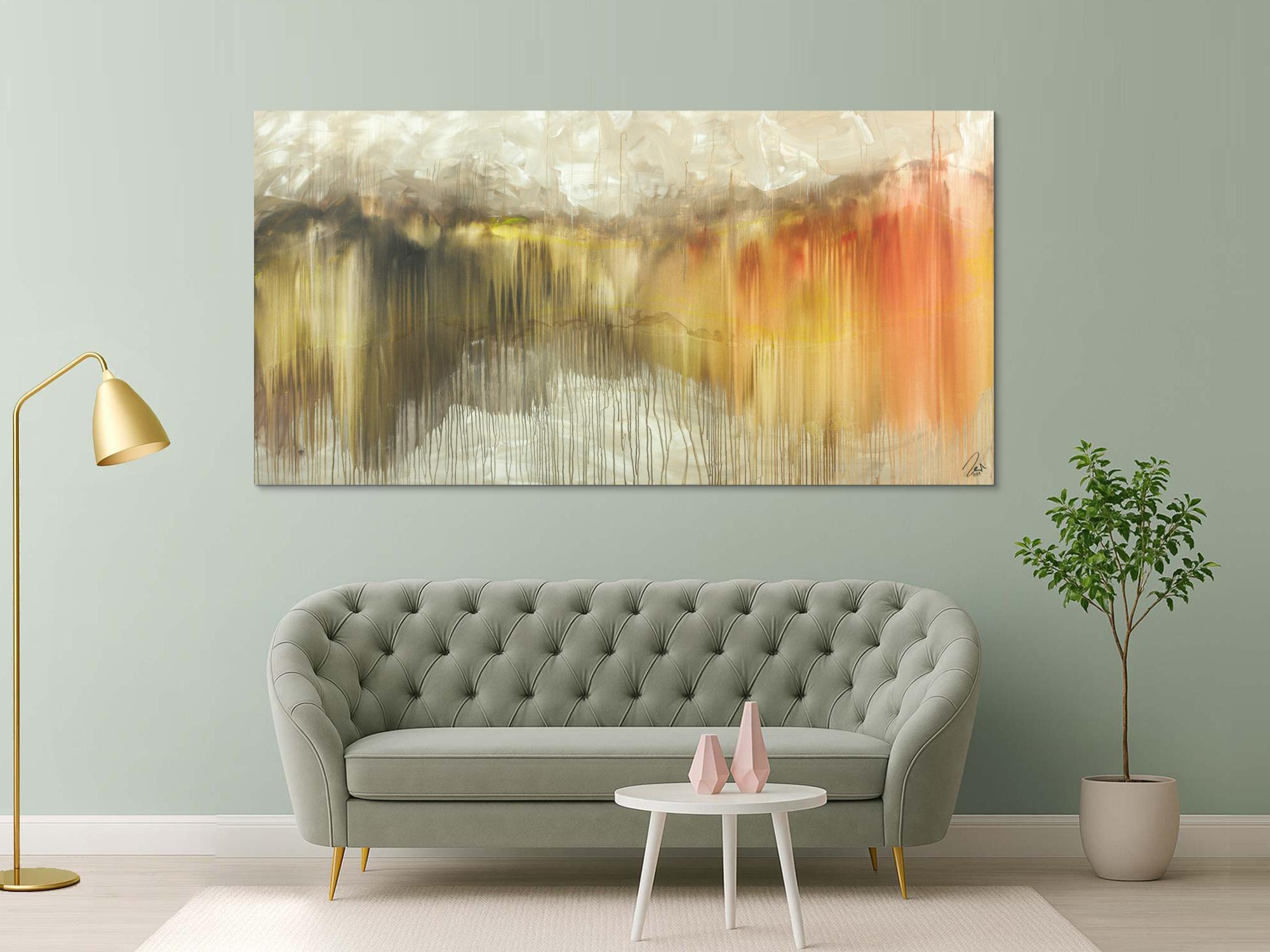 Abstraktes Acrylbild Mischtechnik mediterrane Farben Modern Art handgemalt auf Leinwand