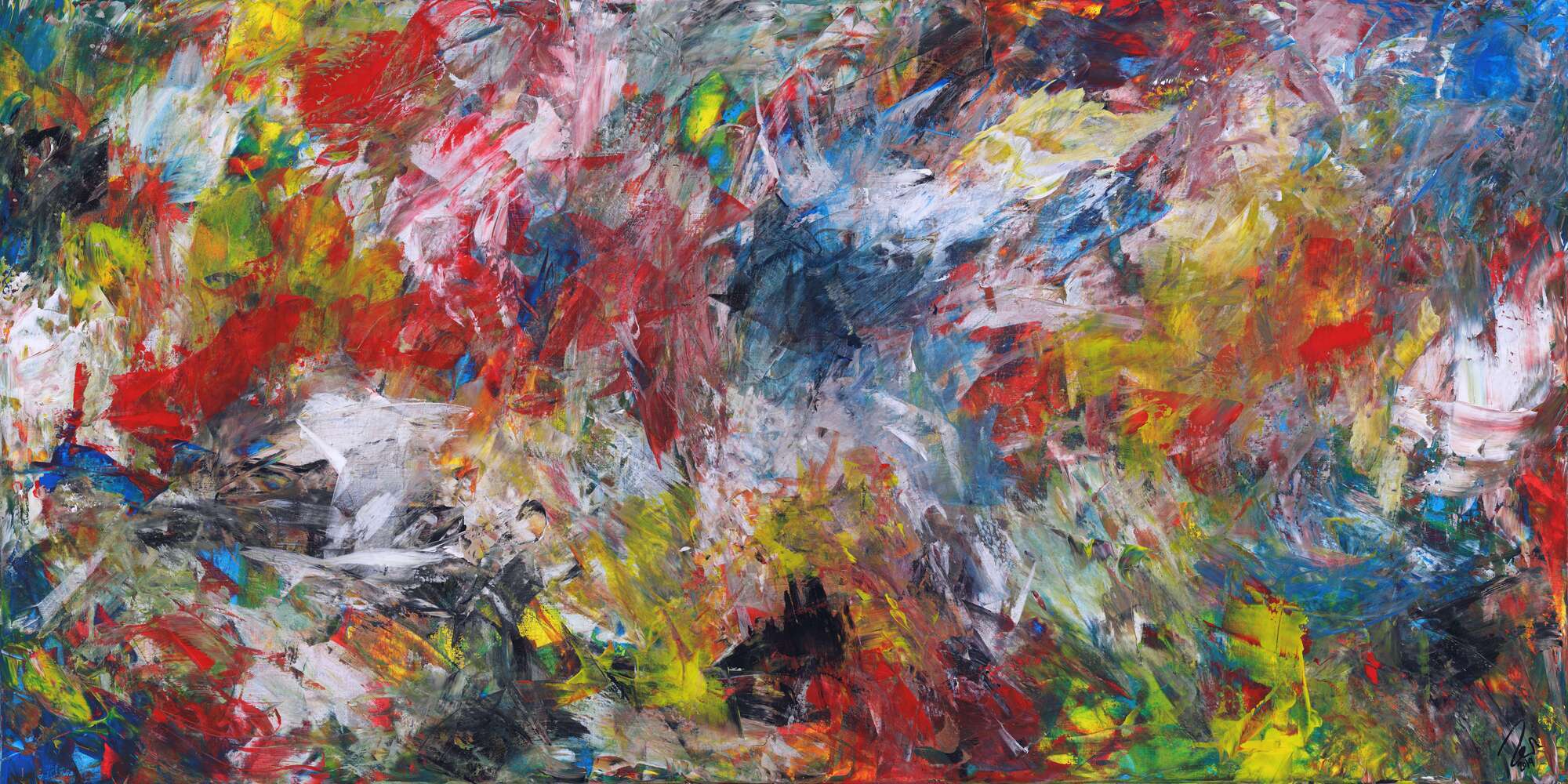 Abstraktes Gemälde Modern Art auf Leinwand Spachteltechnik bunte Farben handgemalt