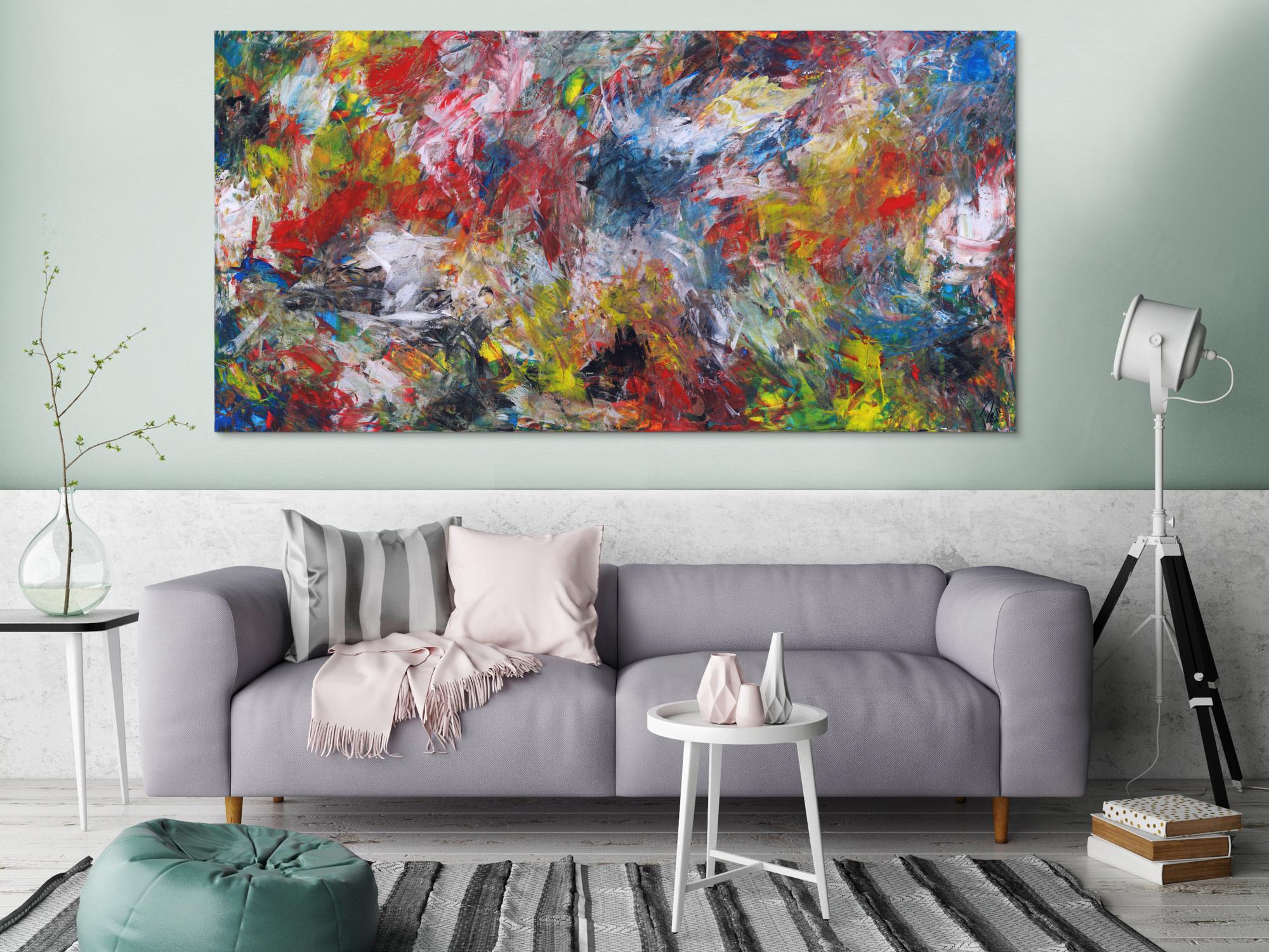 Abstraktes Gemälde Modern Art auf Leinwand Spachteltechnik bunte Farben handgemalt