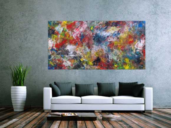 Abstraktes Gemälde Modern Art auf Leinwand Spachteltechnik bunte Farben handgemalt