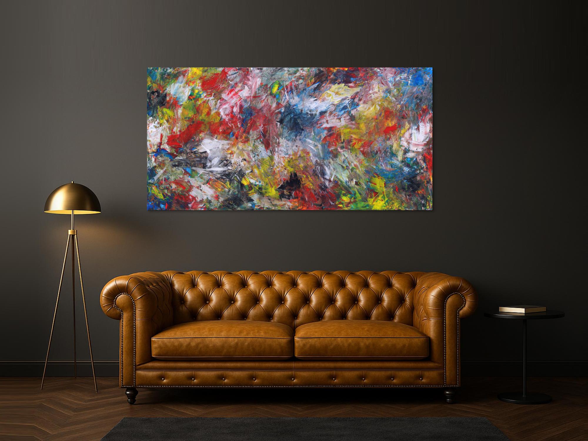 Abstraktes Gemälde Modern Art auf Leinwand Spachteltechnik bunte Farben handgemalt