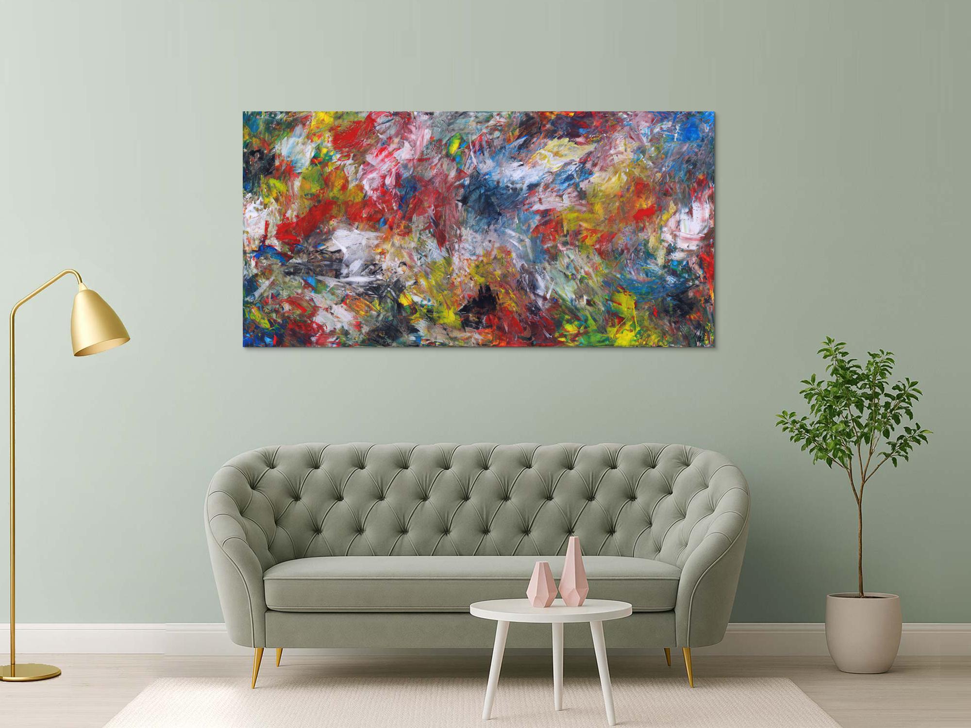 Abstraktes Gemälde Modern Art auf Leinwand Spachteltechnik bunte Farben handgemalt