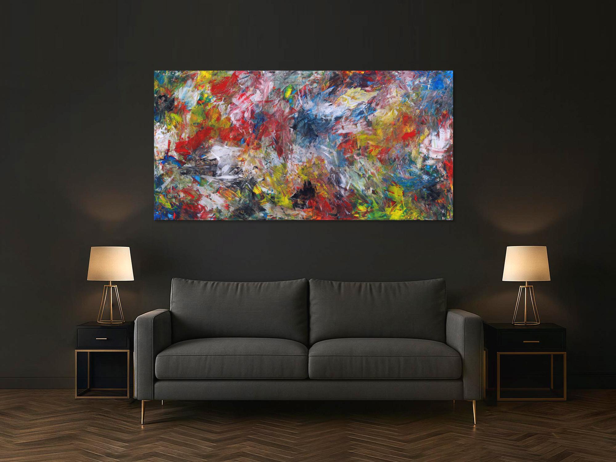 Abstraktes Gemälde Modern Art auf Leinwand Spachteltechnik bunte Farben handgemalt