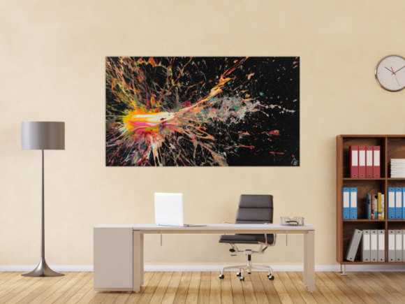 Abstraktes Acrylbild auf Leinwand Action Painting Neon Farben Modern Art zeitgenössisch