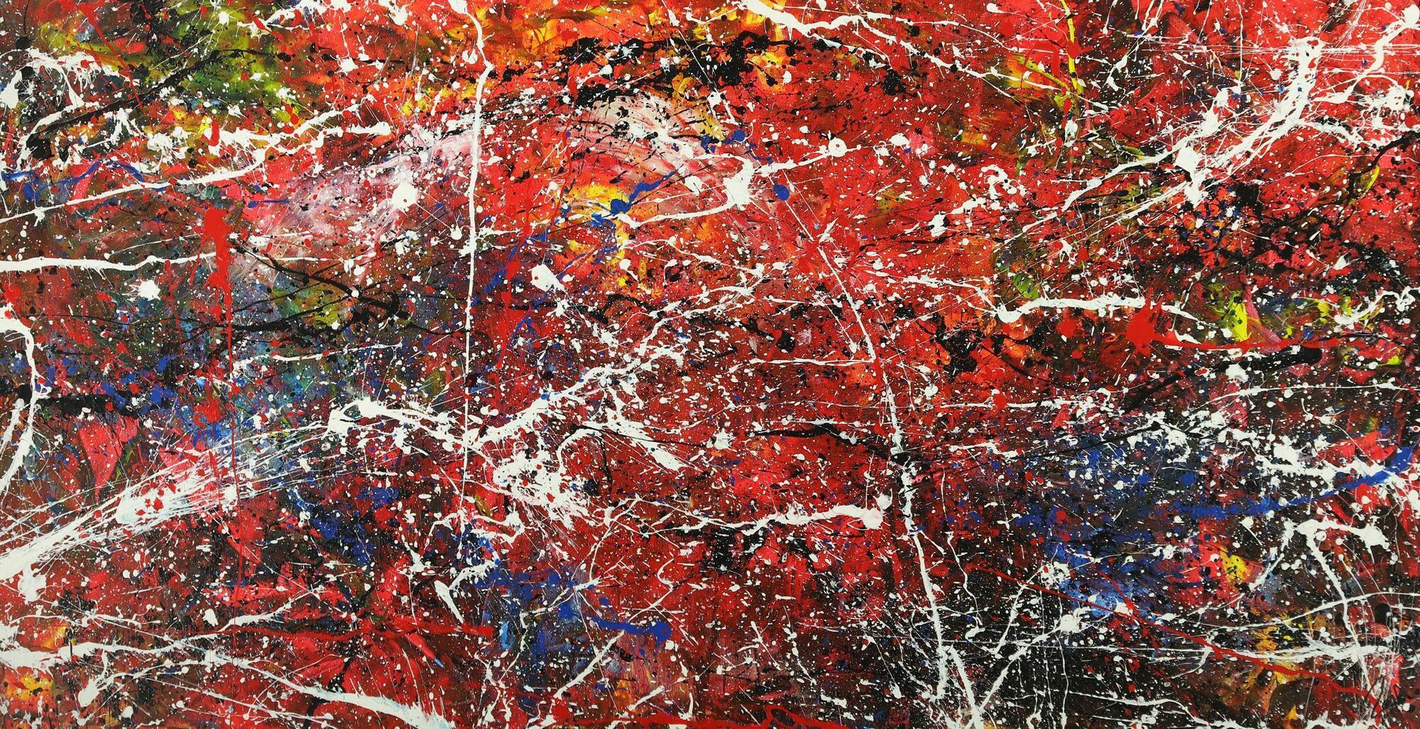 Abstraktes Acrylbild modernes Gemälde auf Leinwand handgemalt Action Painting