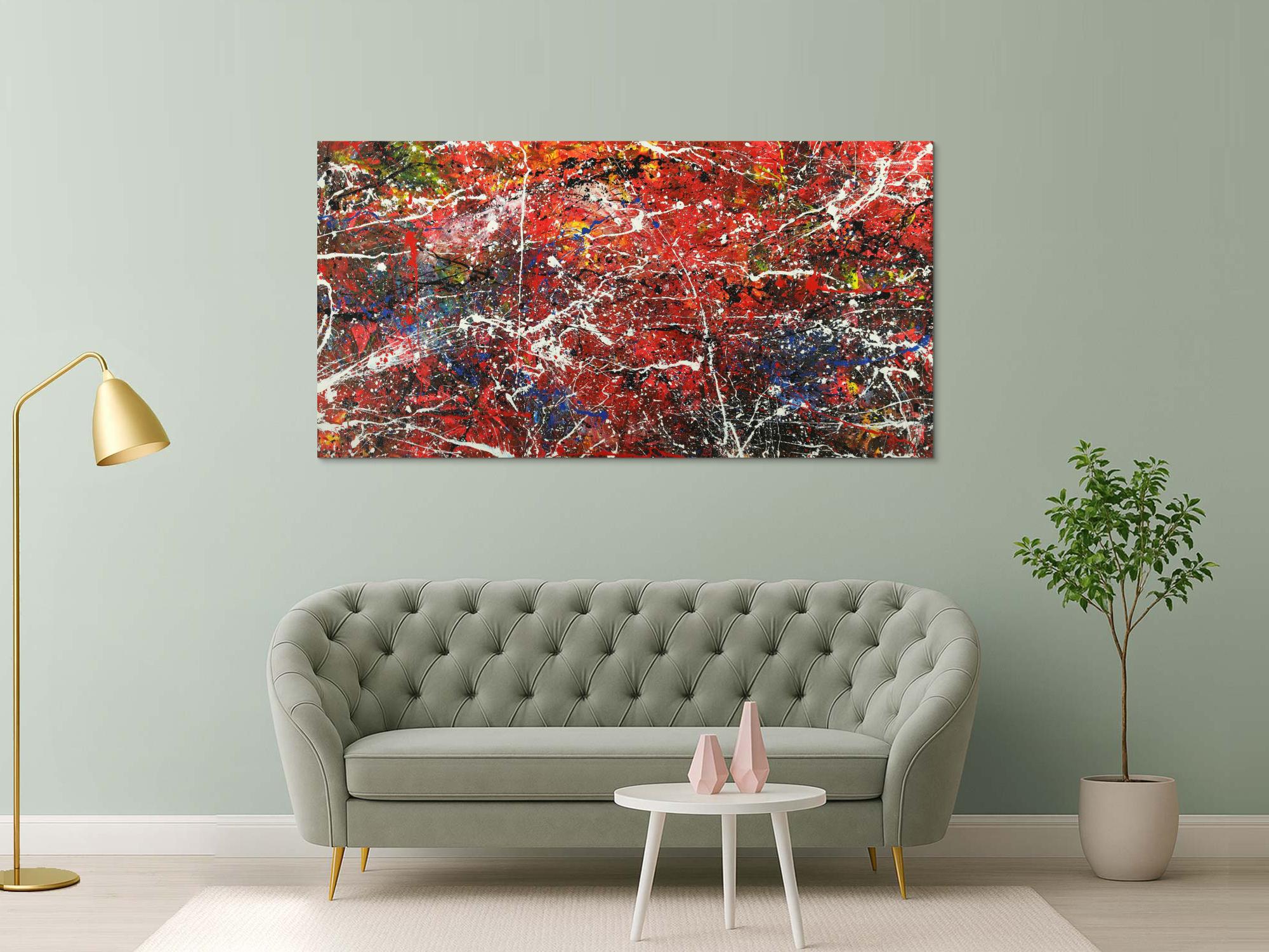 Abstraktes Acrylbild modernes Gemälde auf Leinwand handgemalt Action Painting