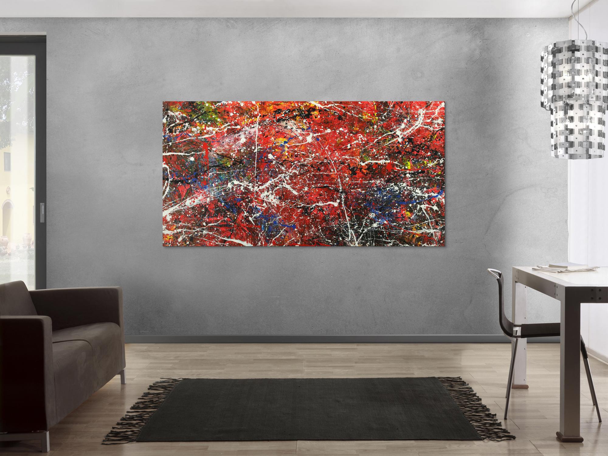 Abstraktes Acrylbild modernes Gemälde auf Leinwand handgemalt Action Painting